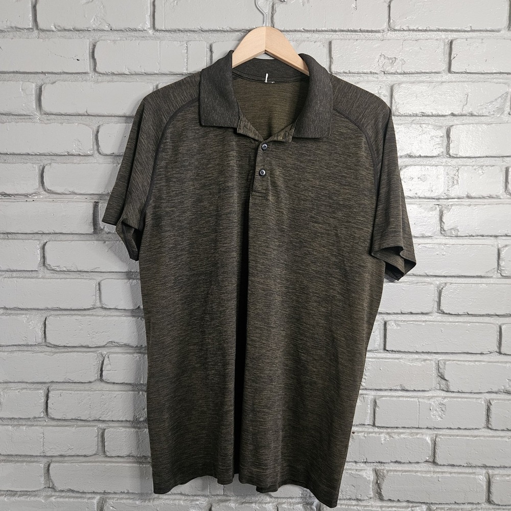 Men’s Lululemon Polo Shirt Large Heathered Brown Performance